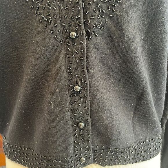 Saville Black Beaded Sweater with Button Up front - Picture 4 of 6